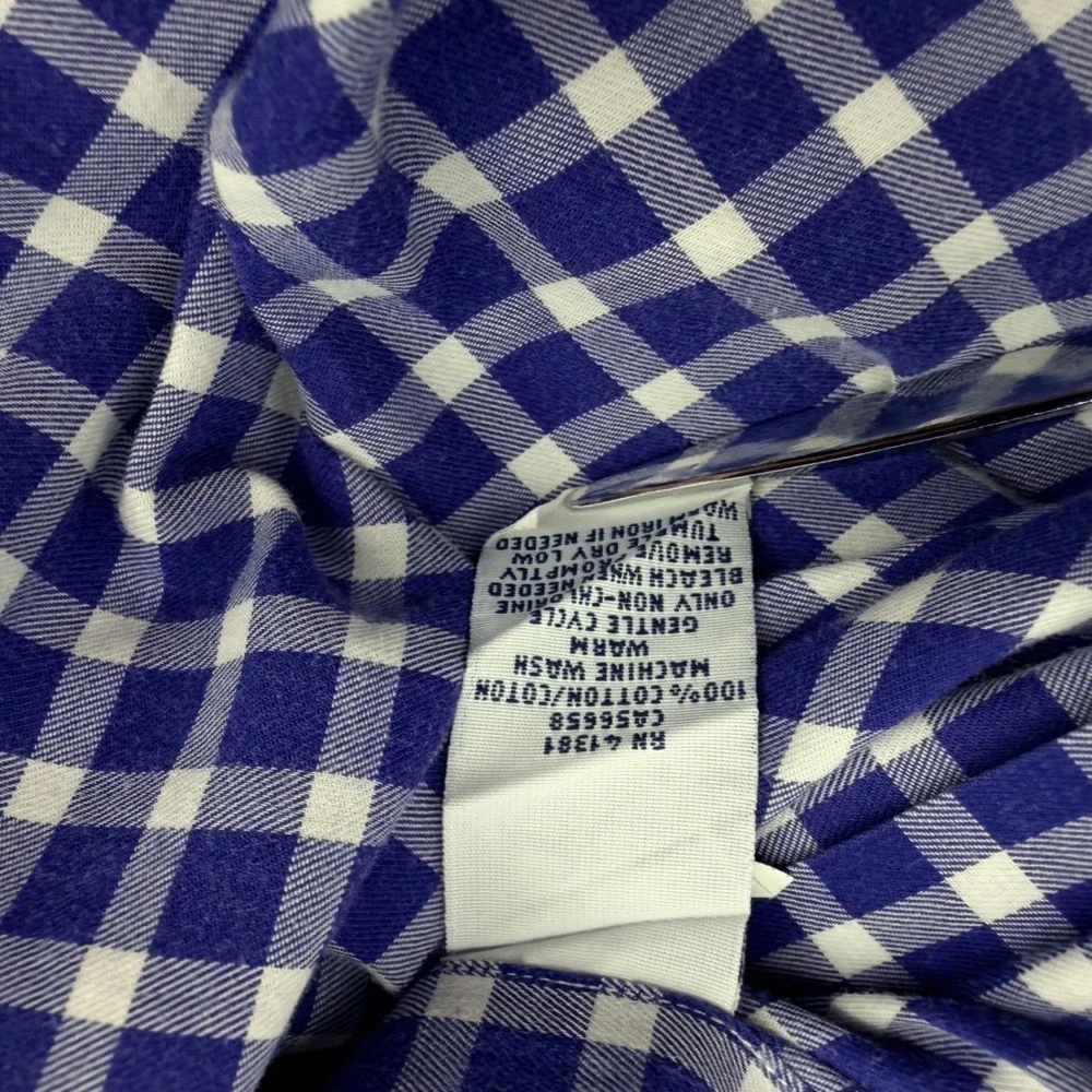 Polo Ralph Lauren Shirt Mens L Blue White Gingham Lightweight Long Sleeve Cotton